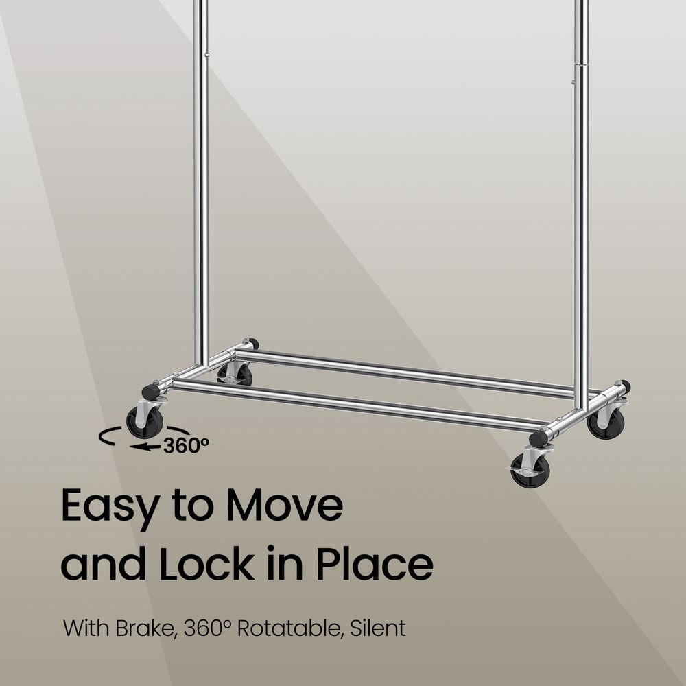 Garment Rail - Adjustable Clothes Rack - Silver Finish