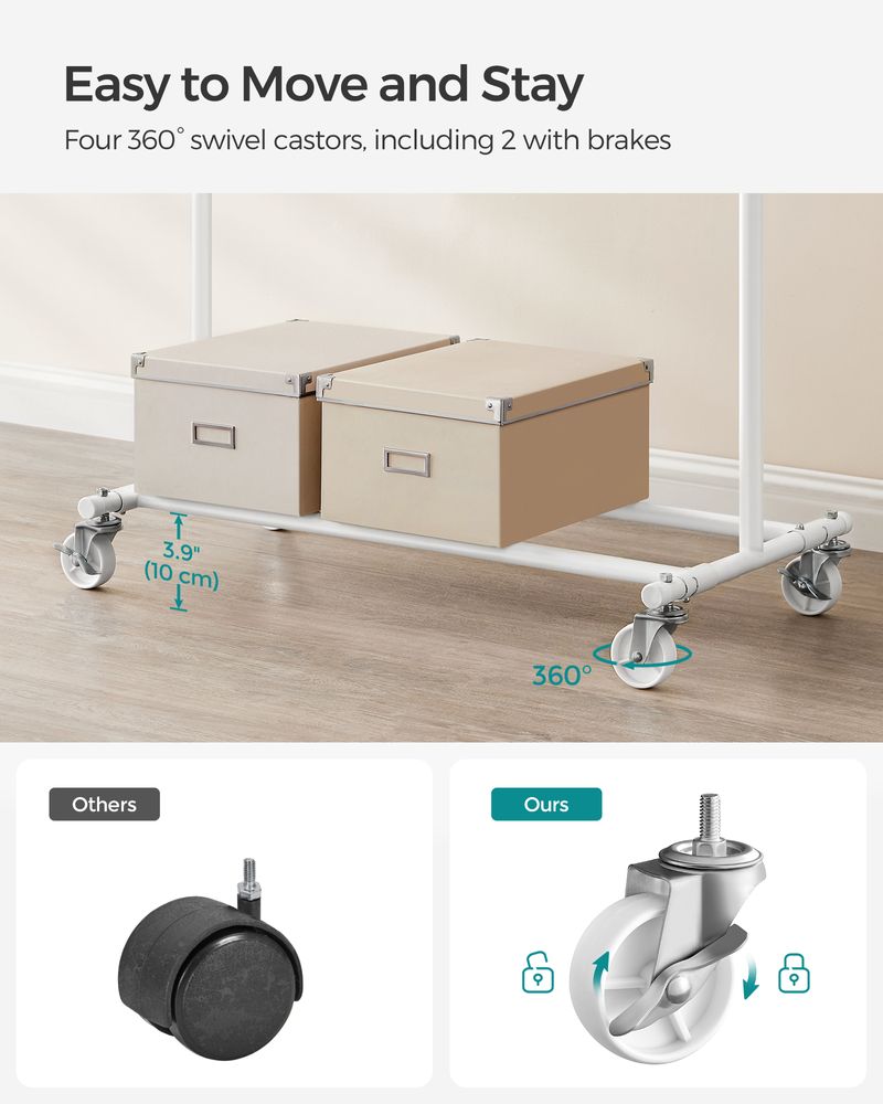 Clothes Rack - Freestanding on Wheels - Mobile Storage Design