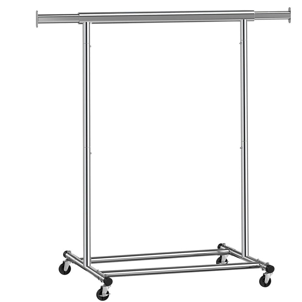 Clothes Rack - Mobile Design on Wheels - Silver Finish
