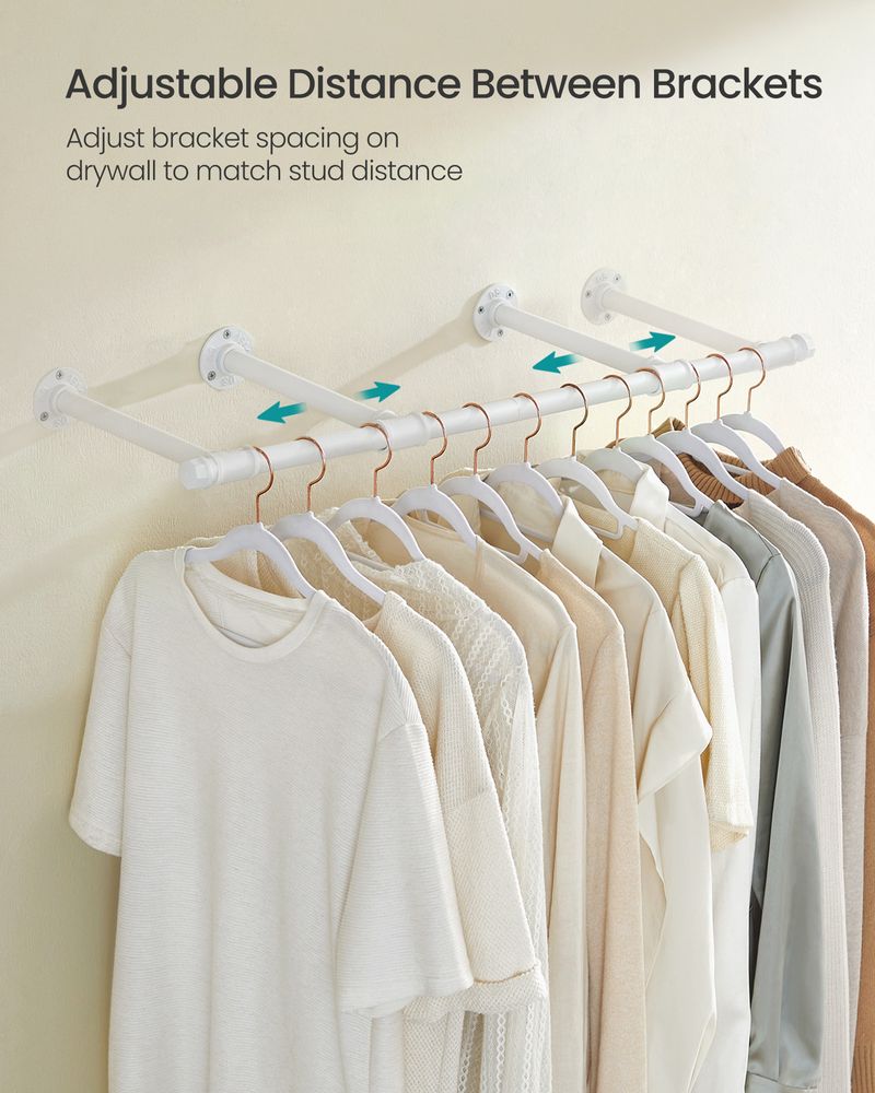 Wall-Mounted Clothes Rail - Wall-Fixed Design - 60 kg Load Capacity