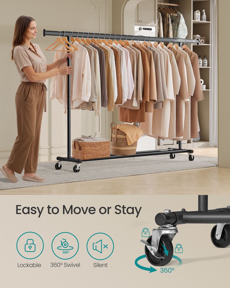 Clothes Rack - Extendable Hanging Rail - 150 kg Load Capacity