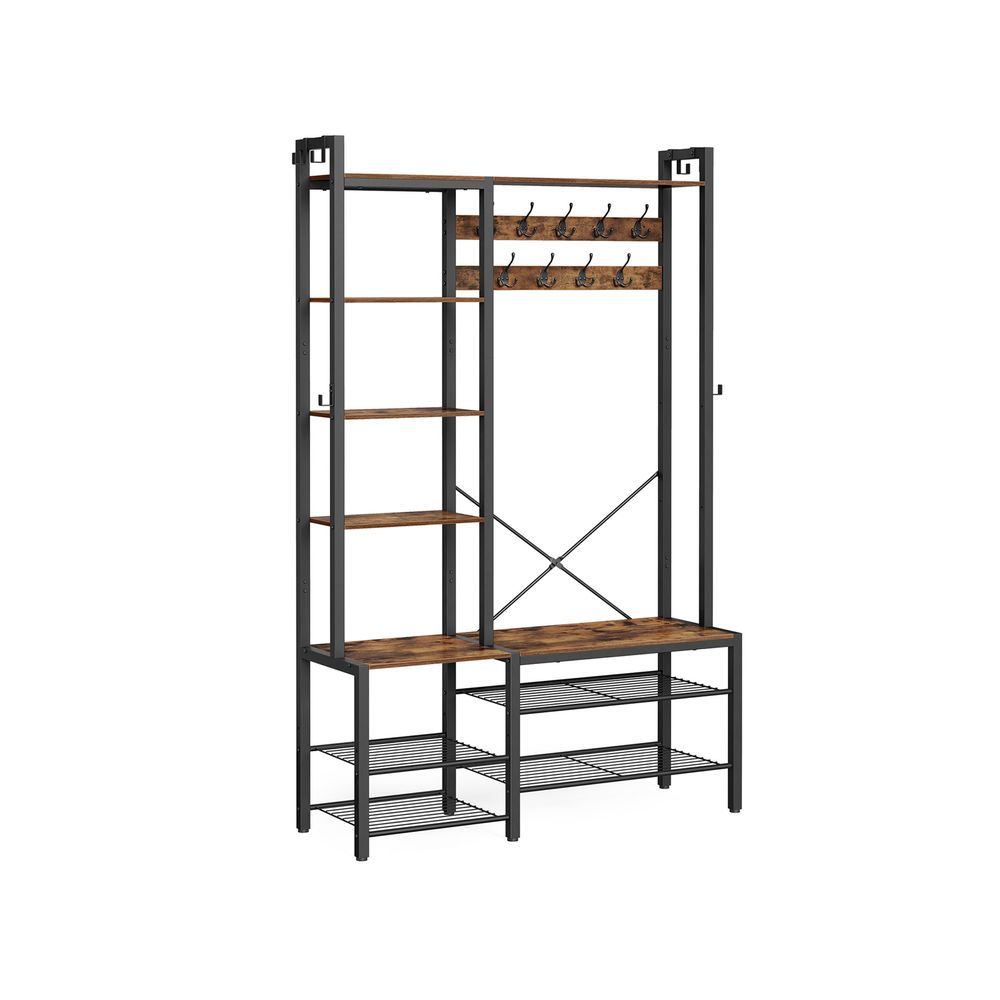 Coat Rack - Shoe Bench Unit - 9 Hook Storage Design