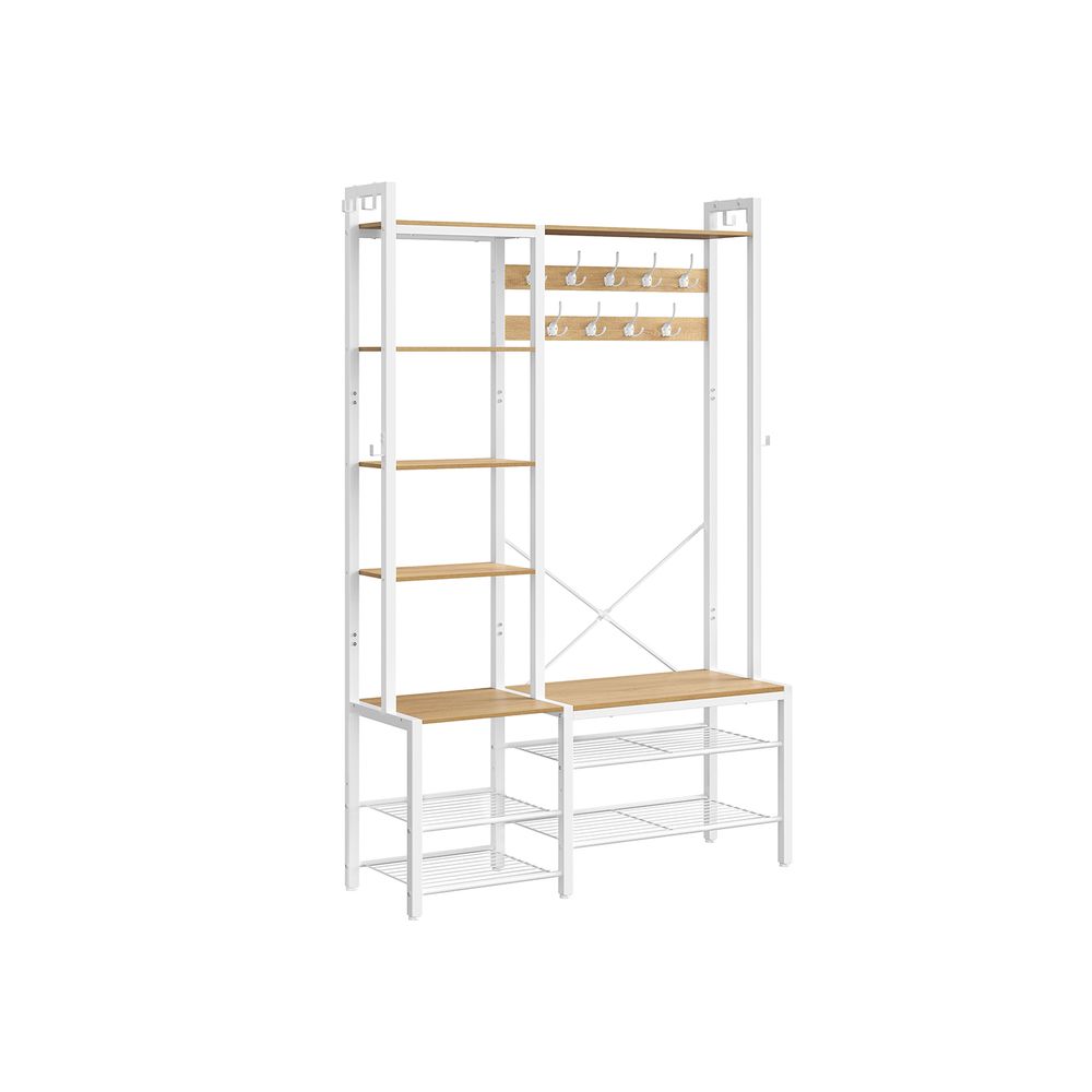 Coat Rack - Shoe Bench Unit - 9 Hook Storage Design