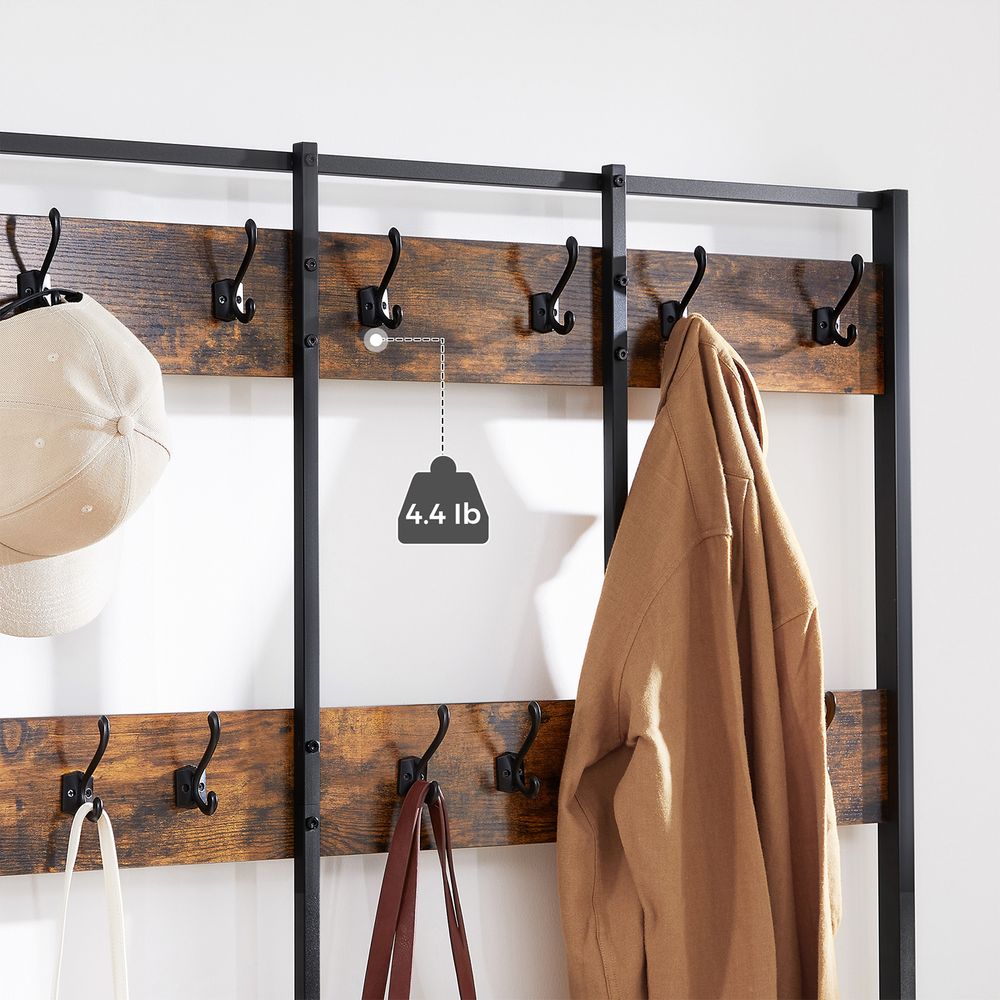 Coat Rack - Freestanding Storage Design - Rustic Brown Finish Unit