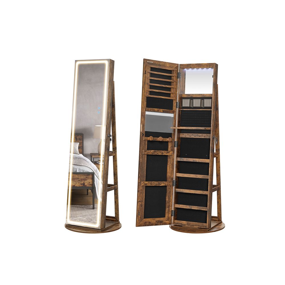 Jewellery Cabinet - Mirror with LED Lights - Freestanding Storage Unit