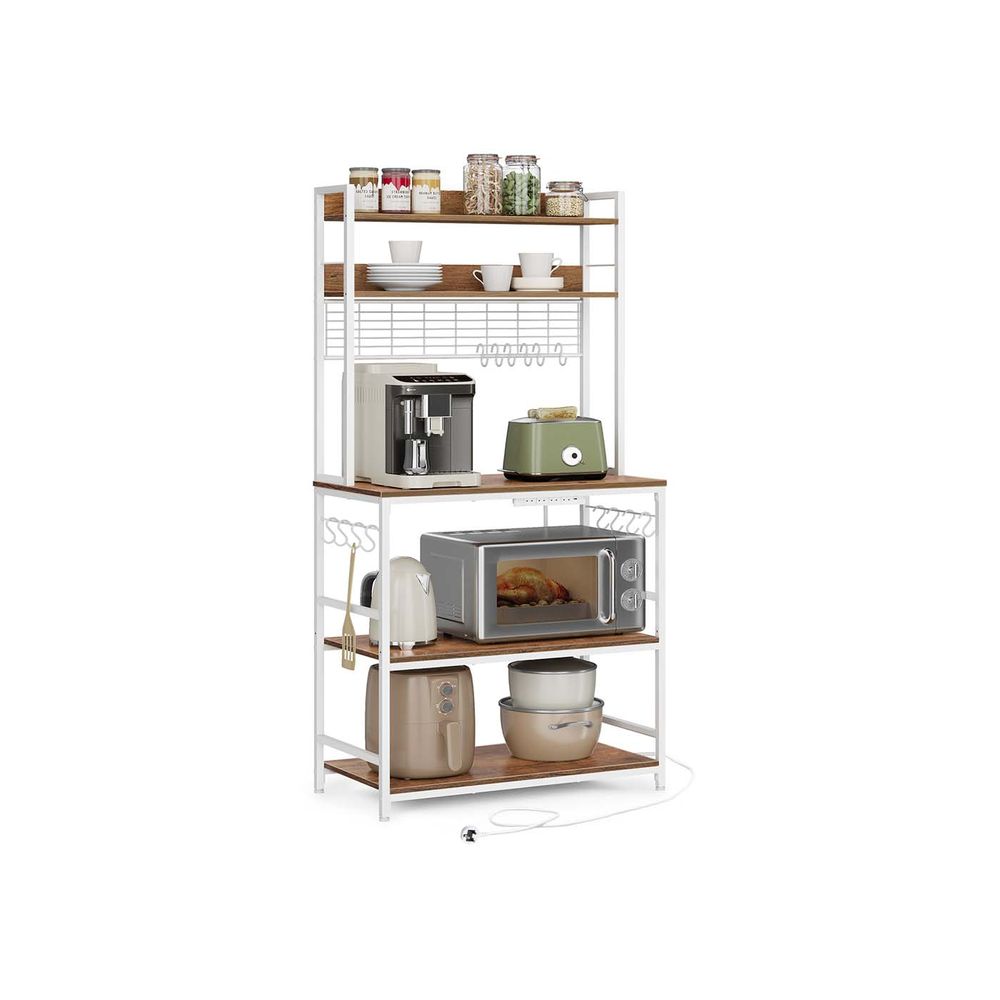 Kitchen Storage Rack - Built-In Power Outlet Design - Freestanding Kitchen Unit