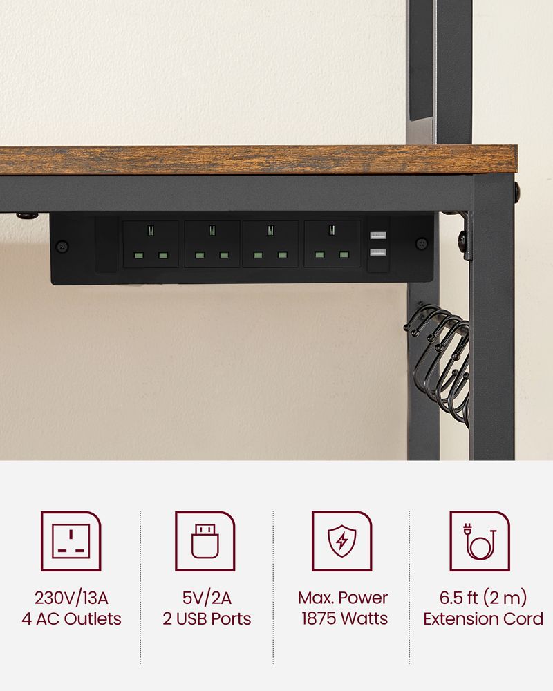 Kitchen Storage Rack - Built-In Power Outlet Design - Freestanding Kitchen Unit