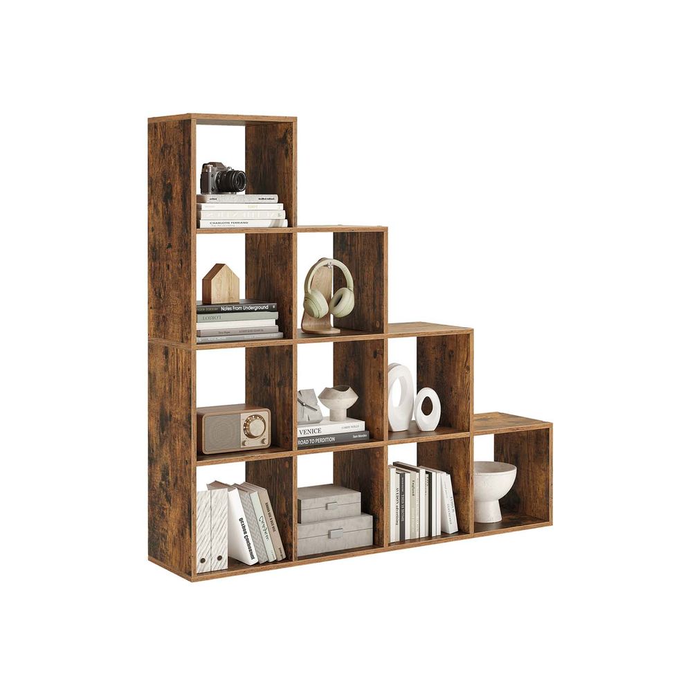 Bookcase - Staircase Style Organiser - 10-Cube Storage Design
