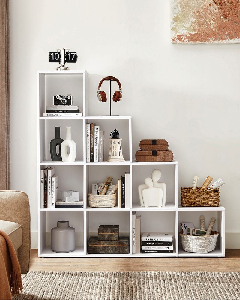 Bookcase - Staircase Style Organiser - 10-Cube Storage Design
