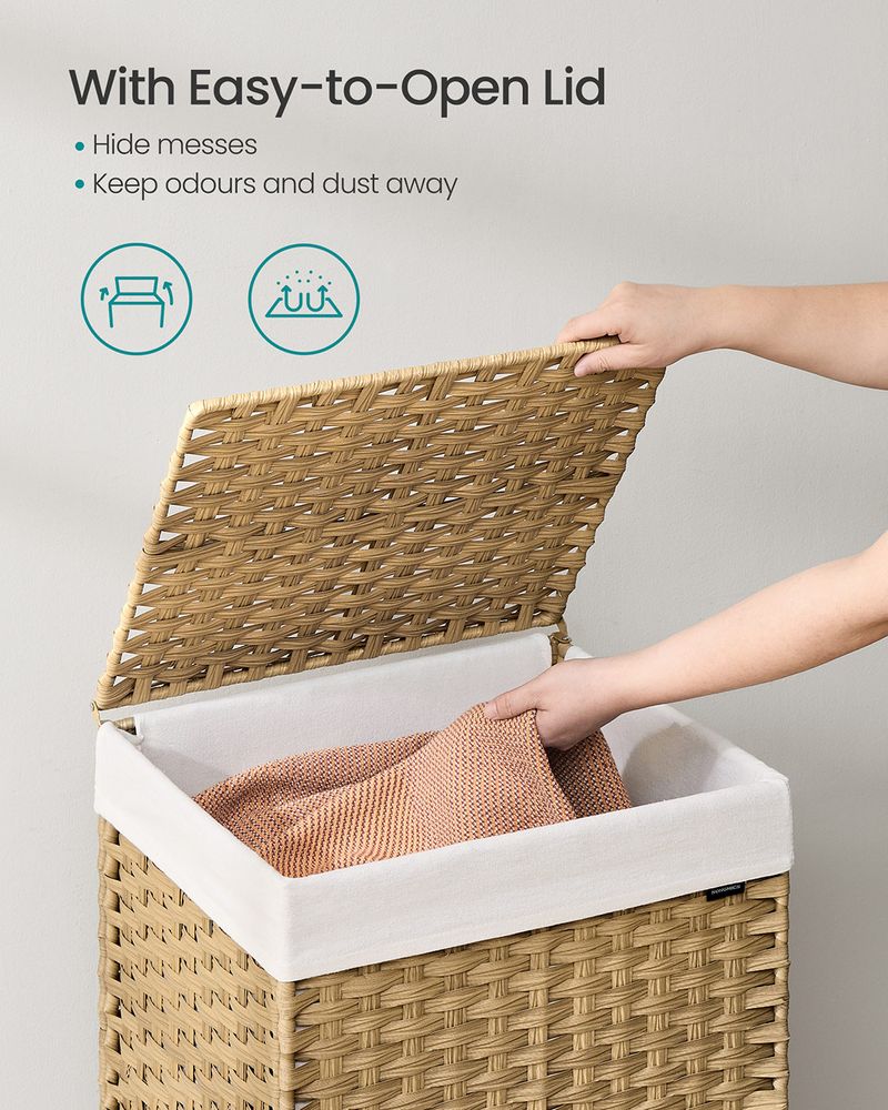 Laundry Hamper - Rolling Design with Removable Bag - Wheeled Storage Unit