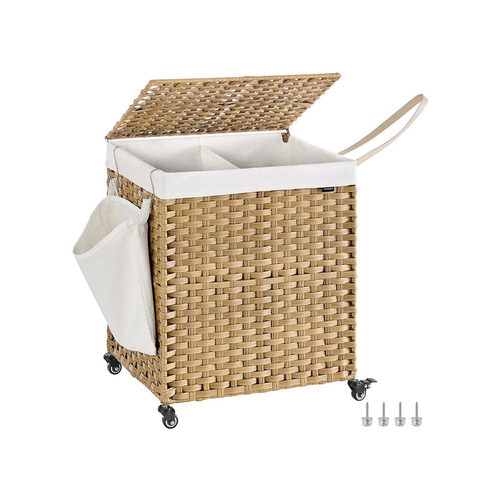 Laundry Hamper - Rolling Design with Removable Bag - Wheeled Storage Unit
