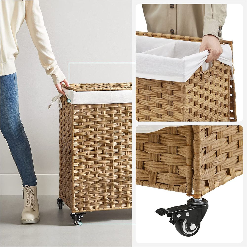 Laundry Hamper - Rolling Design with Removable Bag - Wheeled Storage Unit