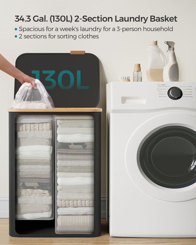 Laundry Basket - Multi Section Design with Lid - Multi Compartment