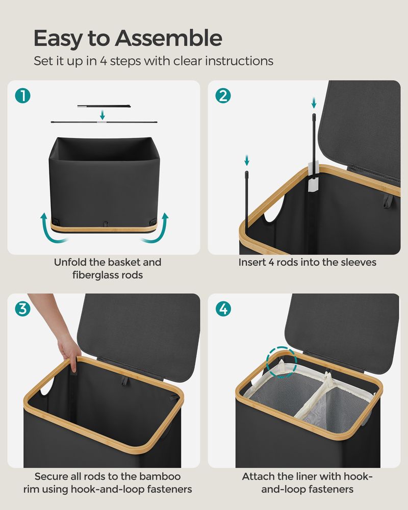 Laundry Basket - Multi Section Design with Lid - Multi Compartment