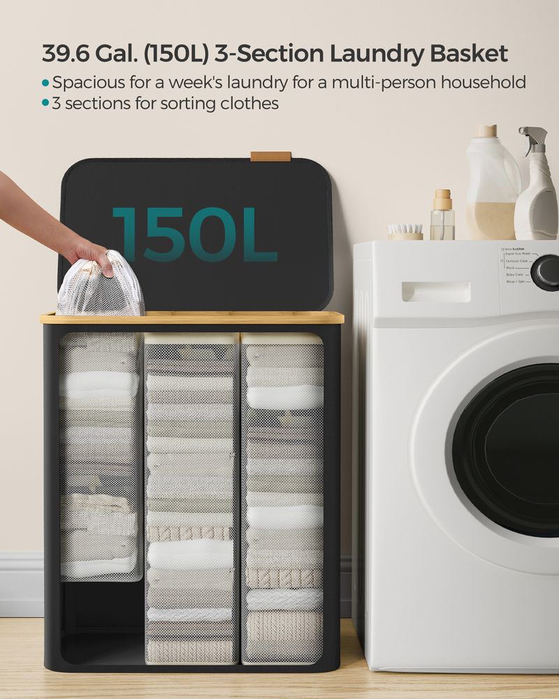 Laundry Basket - Multi Section Design with Lid - Multi Compartment