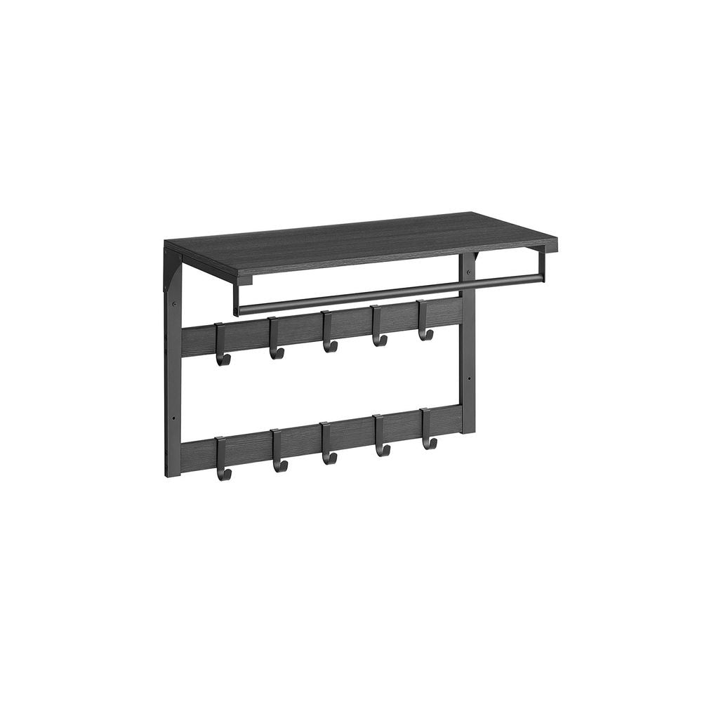 Coat Rack - Wall Mounted Storage Design - 10 Hooks Unit