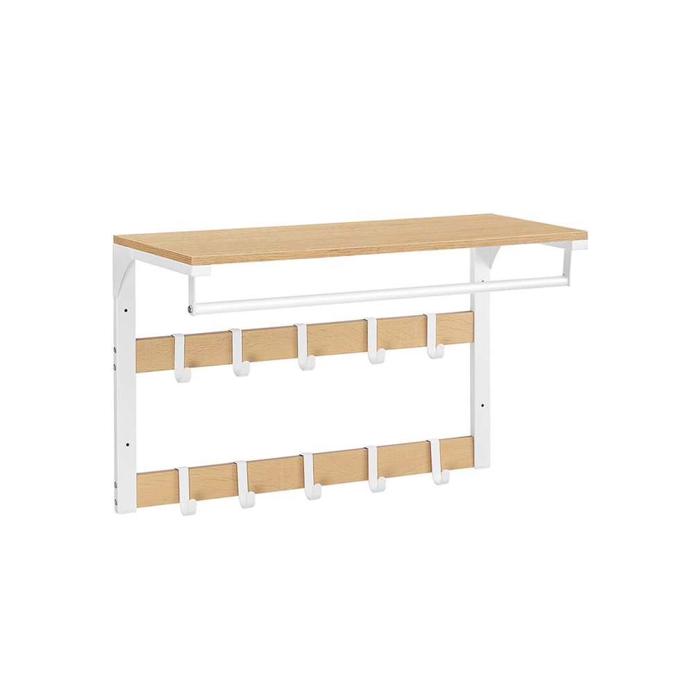 Coat Rack - Wall Mounted Storage Design - 10 Hooks Unit