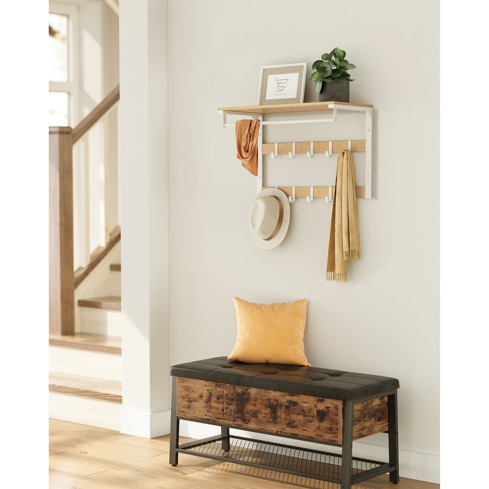Coat Rack - Wall Mounted Storage Design - 10 Hooks Unit