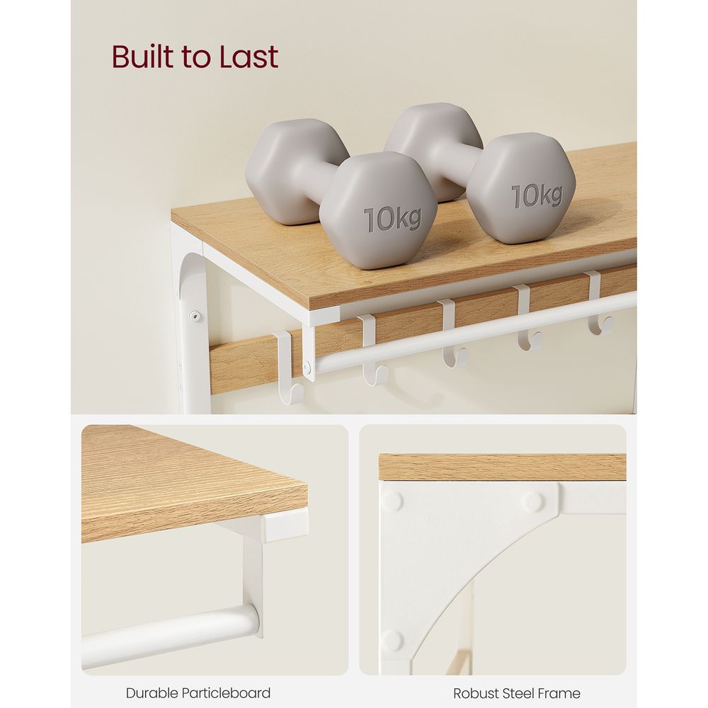 Coat Rack - Wall Mounted Storage Design - 10 Hooks Unit