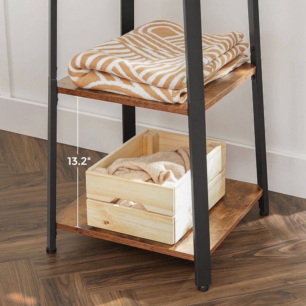 Coat Stand - Industrial Freestanding Design - Rustic Brown Finish Unit