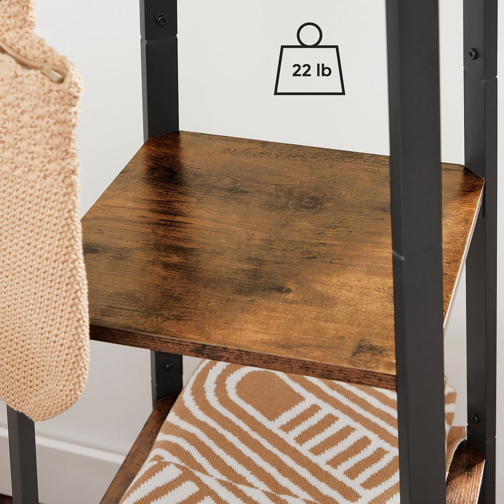 Coat Stand - Industrial Freestanding Design - Rustic Brown Finish Unit