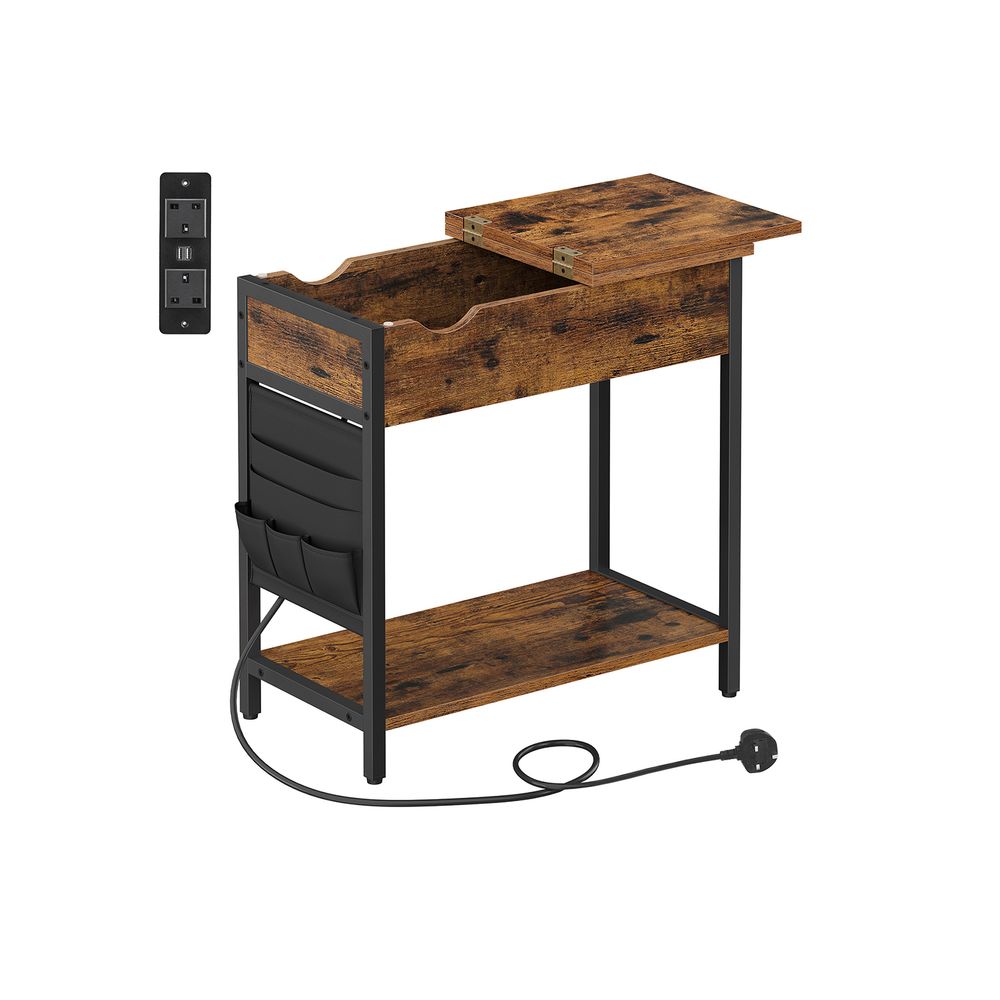 Side Table - Built-in Charging Station - Slim Design