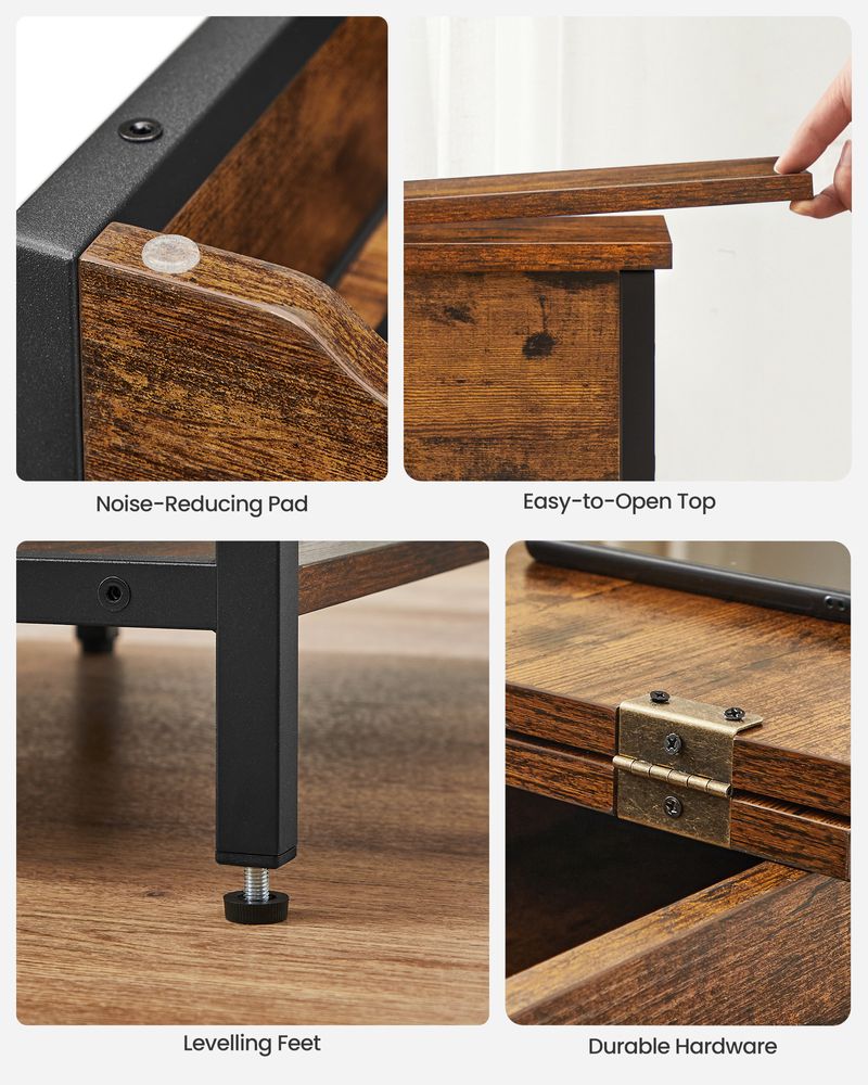 Side Table - Built-in Charging Station - Slim Design