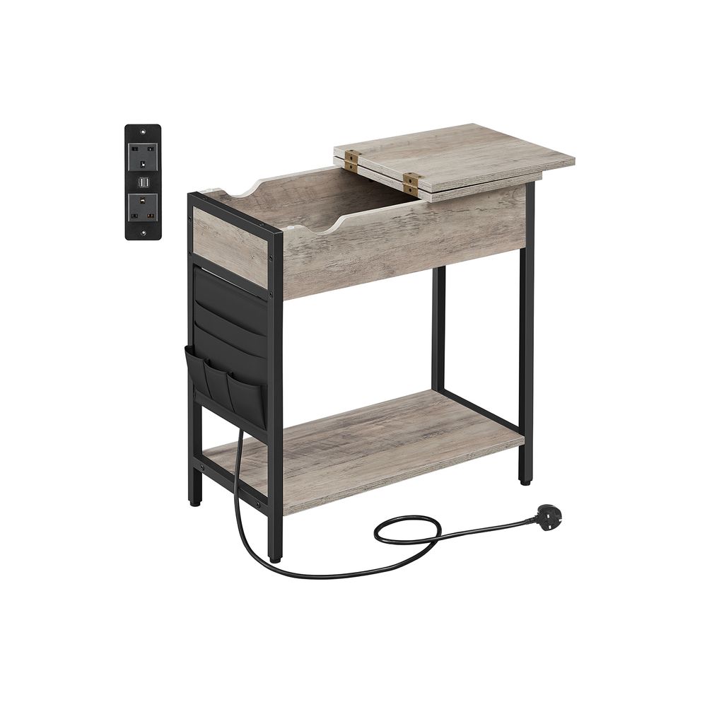 Side Table - Built-in Charging Station - Slim Design