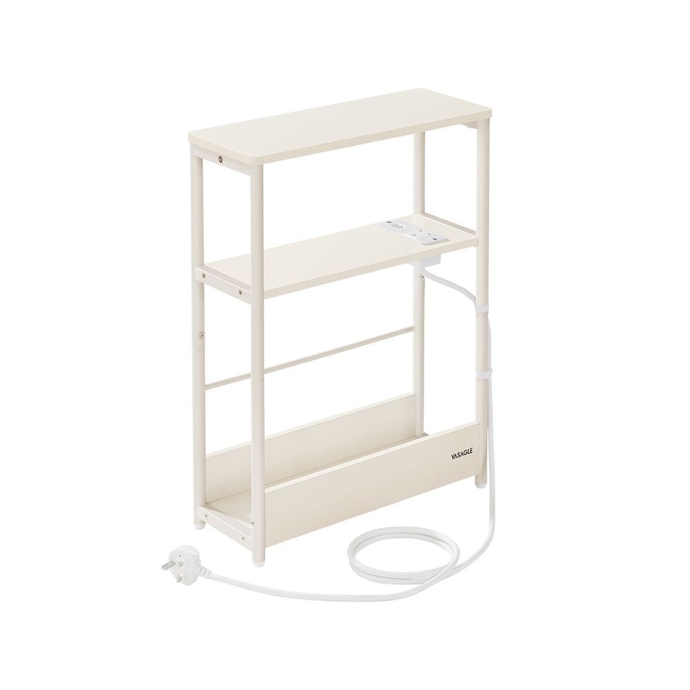 Side Table - Integrated Charging Station Design - Slim Storage Unit 3-Tier