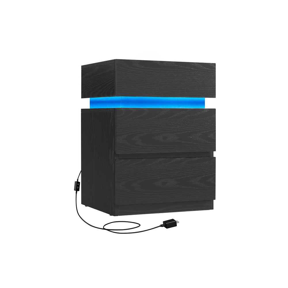 Bedside Table - LED Lighting Storage Design - 3 Drawers Unit