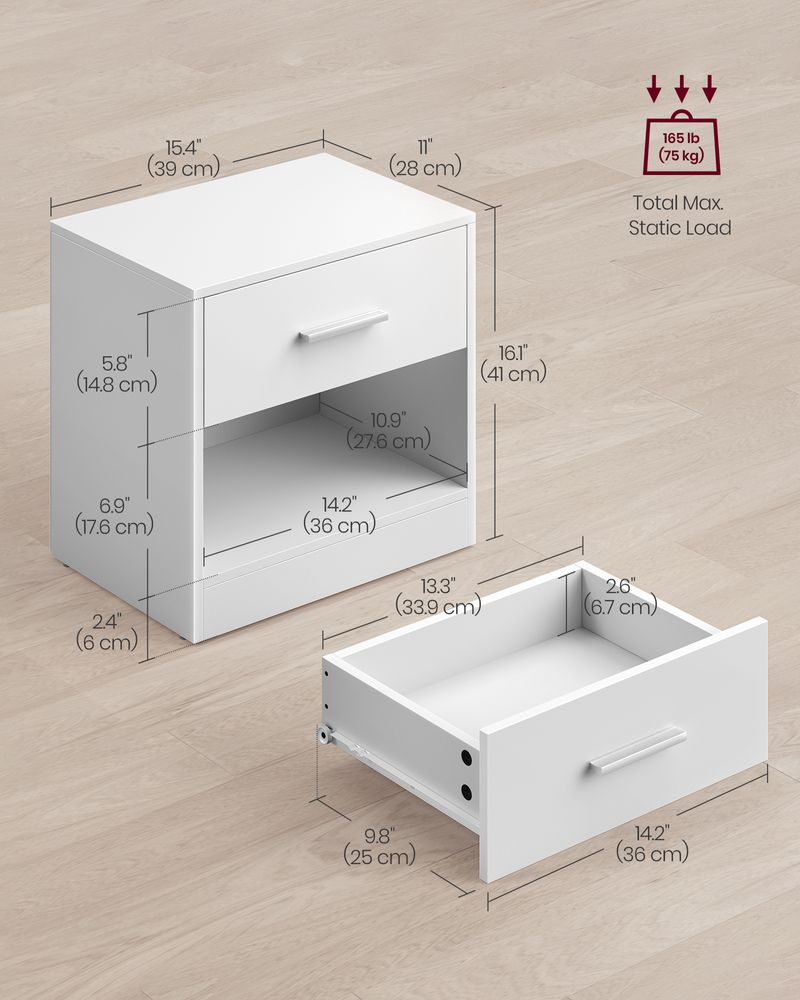 Side Tables - Drawer Storage Design - Set of 2 Unit Pack