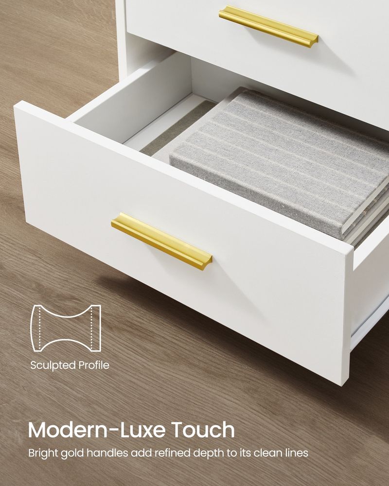 Bedside Table - Integrated Charging Station with LED Lighting - Cloud White Finish