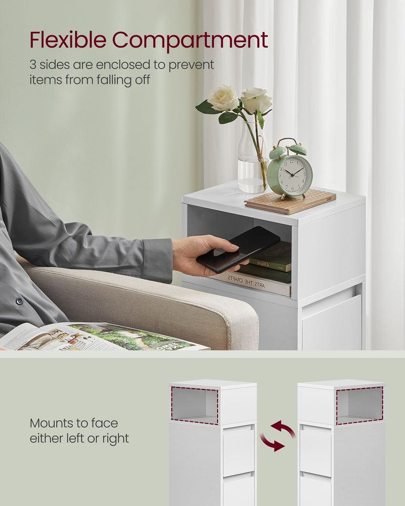 Bedside Tables - Slim Space-Saving Design - Set of 2