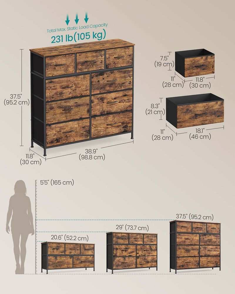 Drawer Chest - Fabric Drawer Storage Design - Multi-Drawer Unit