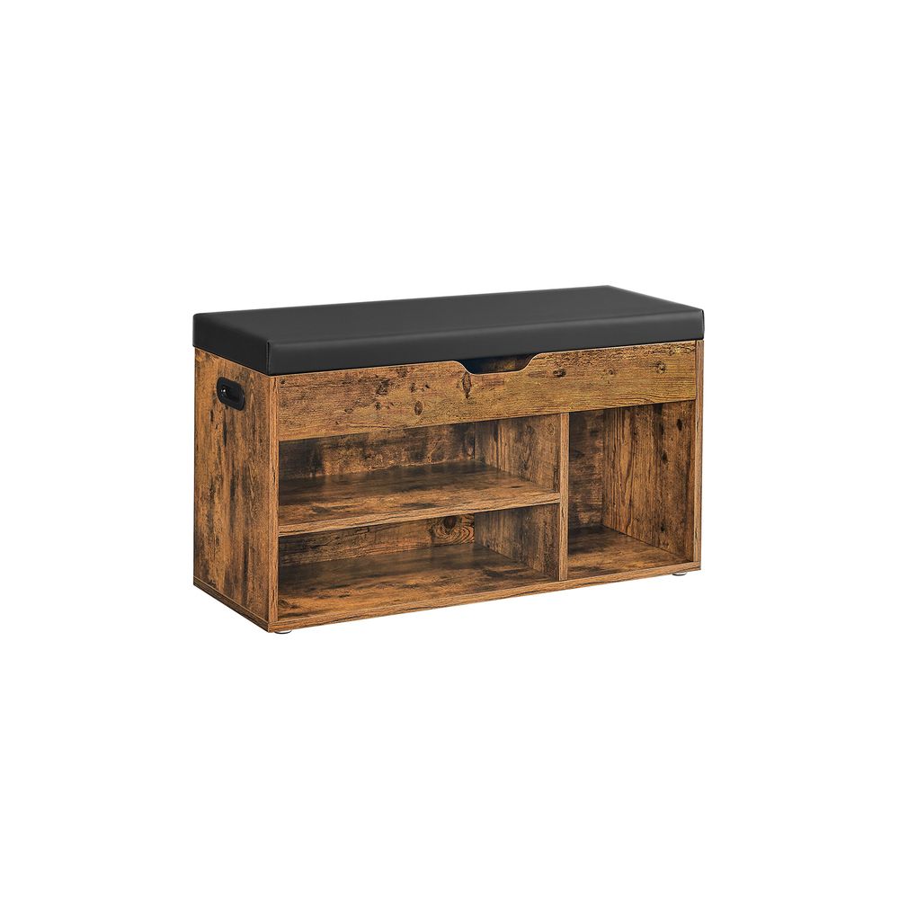Shoe Bench - Padded Seat Storage - 3 Compartments