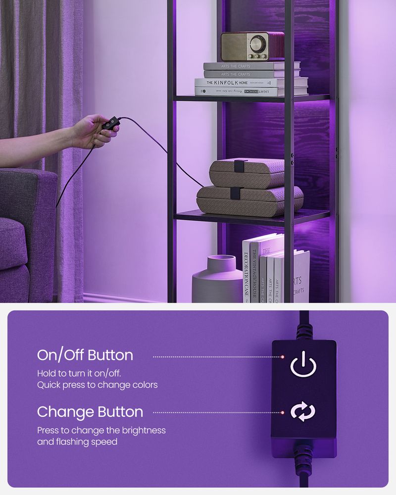 Bookcase - LED Lighting Design - 6-Tier Black Unit