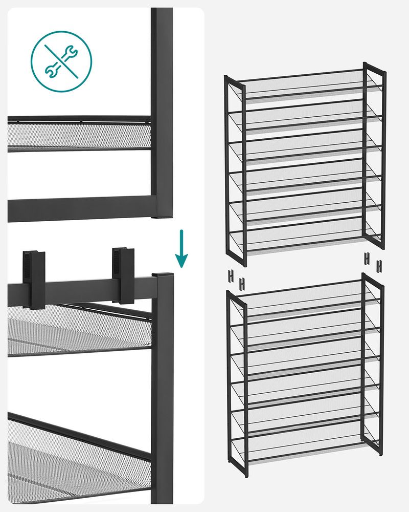 Shoe Rack - Stackable Design - Black