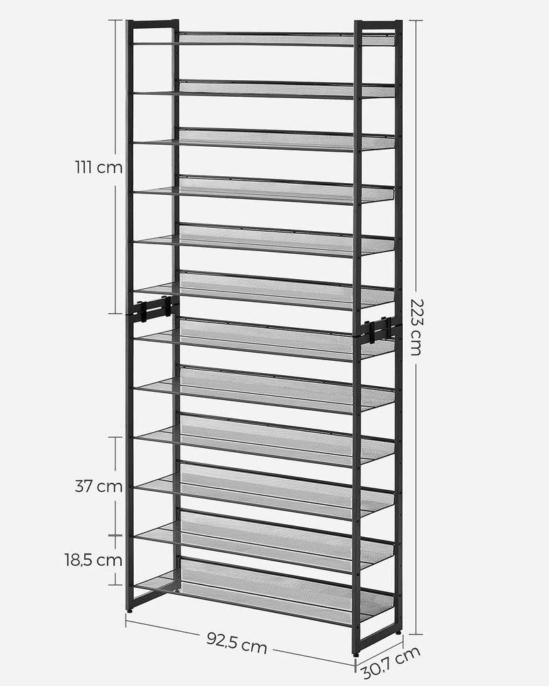 Shoe Rack - Stackable Design - Black