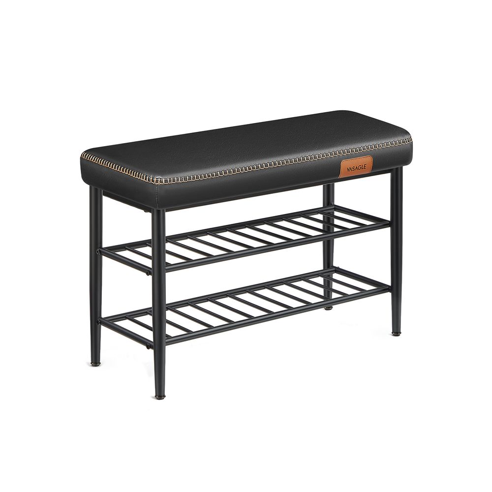 Shoe Bench - Synthetic Leather Seat - 3 Tier Storage