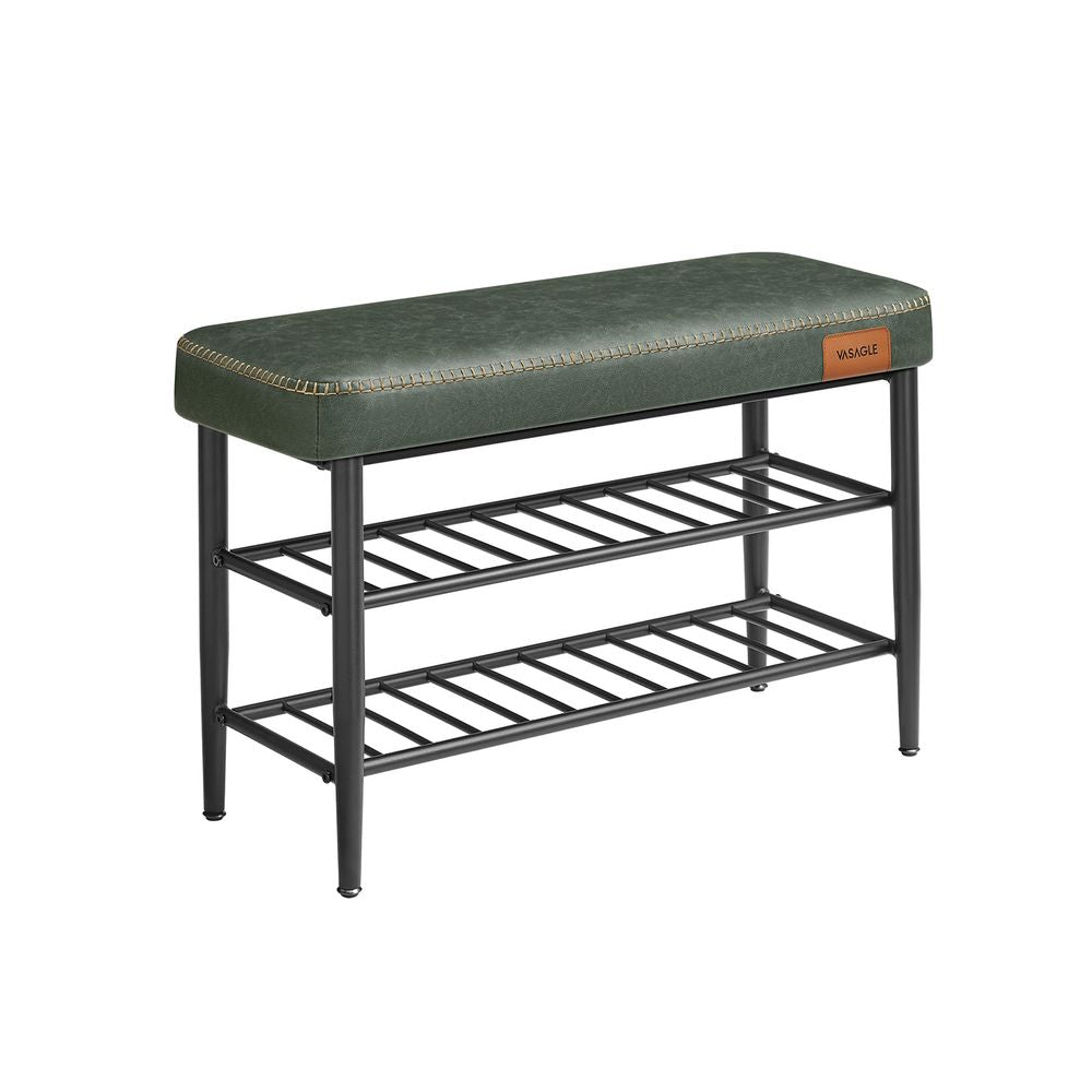 Shoe Bench - Synthetic Leather Seat - 3 Tier Storage