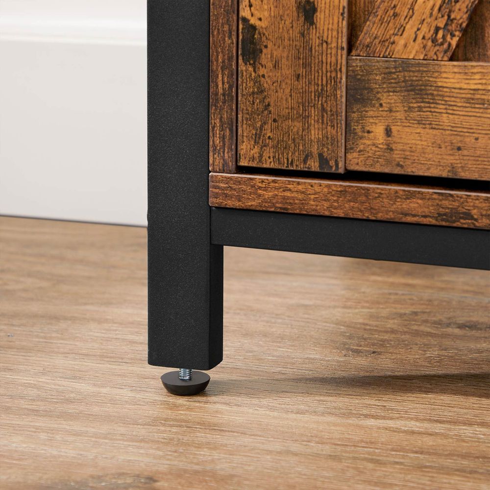 Storage Cabinet - Sliding Barn Door Design - Rustic Brown Unit