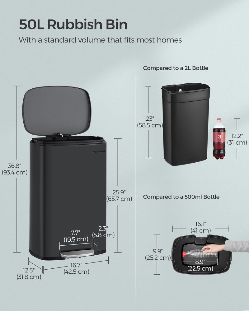 Pedal Bin - Inner Bucket Design - 50L Kitchen Waste Bin