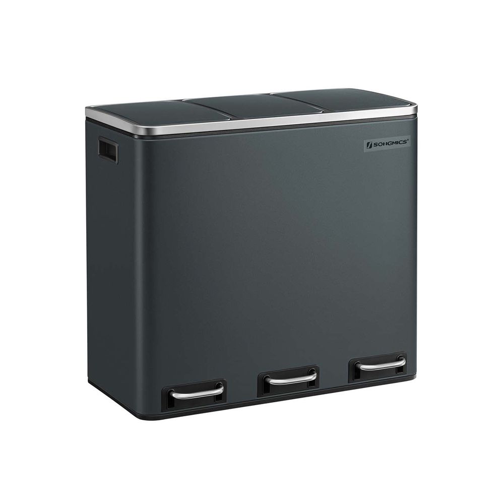 Pedal Bin - Recycling Waste Separation Design - Triple Compartment Unit