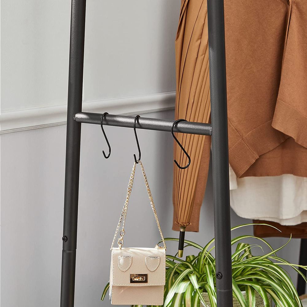 Clothes Rack - Freestanding Shelving Storage Design - Brown & Black Finish