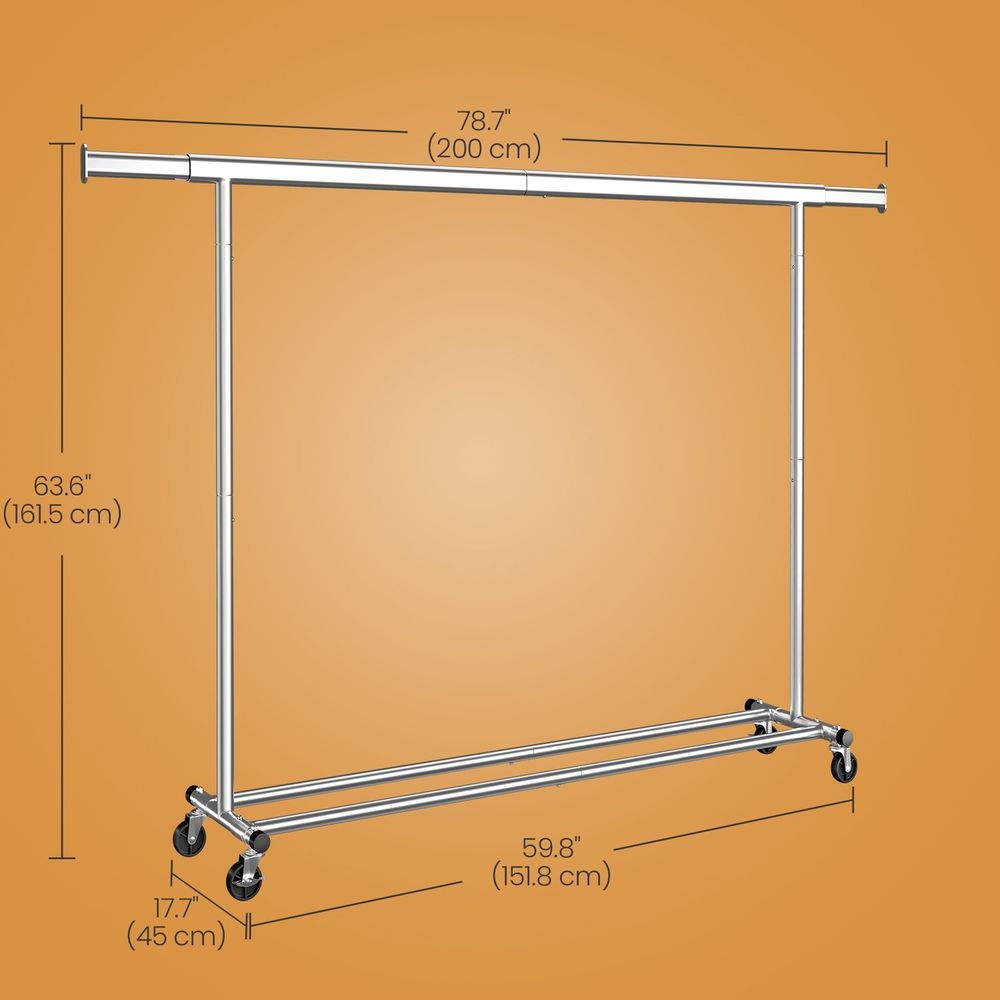 Garment Rail - Adjustable Clothes Rack - Silver Finish