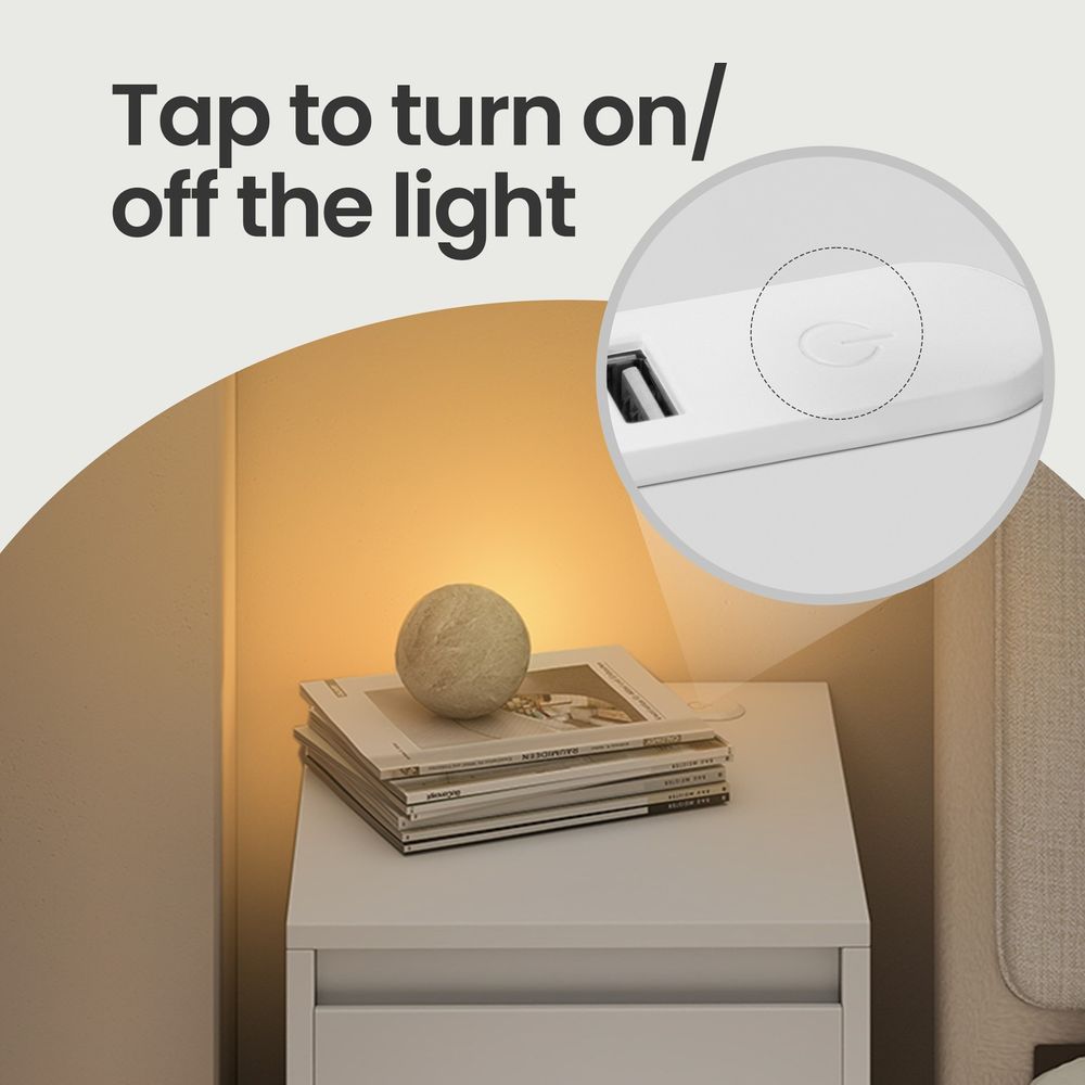 Bedside Table - Power Outlets with LED Light - 1 Drawer