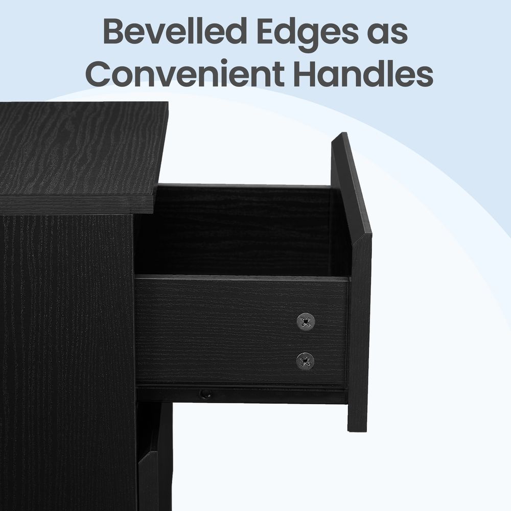 Side Tables - Integrated Charging Station Design - Set of 2 with 3 Drawers