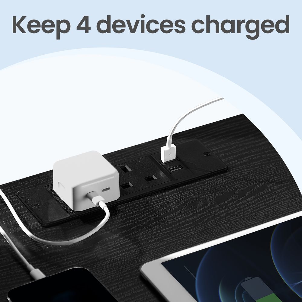 Side Tables - Integrated Charging Station Design - Set of 2 with 3 Drawers