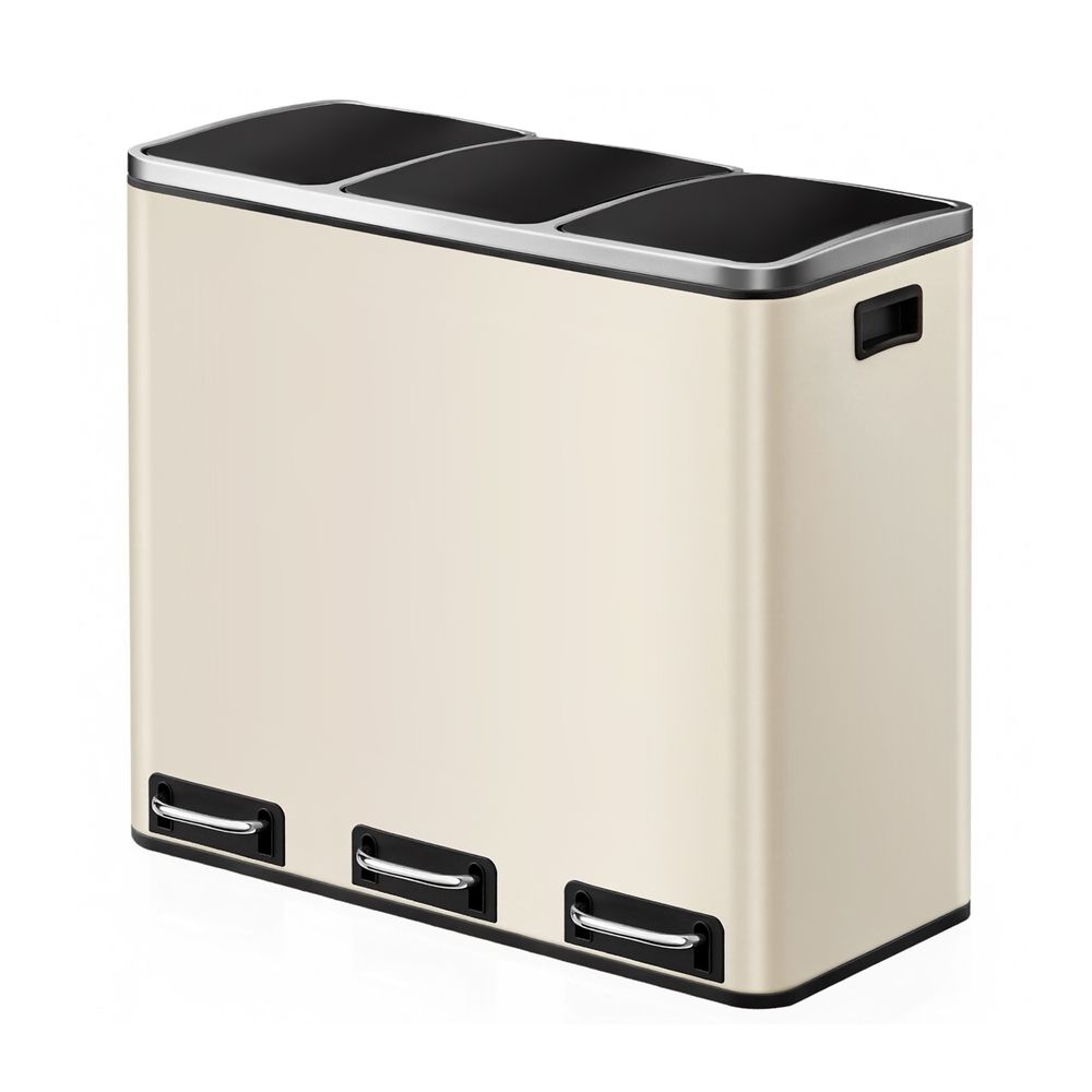 Pedal Bin - 3-Compartment Waste Sorting Design - 3 x 18L Kitchen Unit