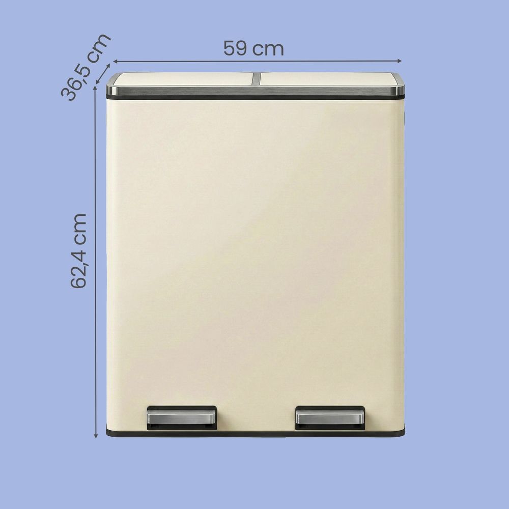 Pedal Bin - Dual Section Soft-Close Design - 60L Kitchen Waste Bin